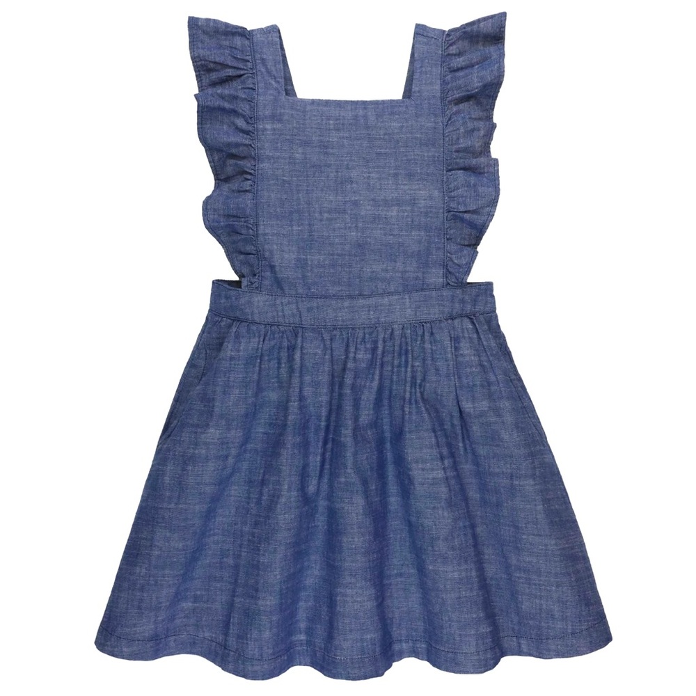 Hope & Henry Organic Chambray Ruffle Jumper Size 7